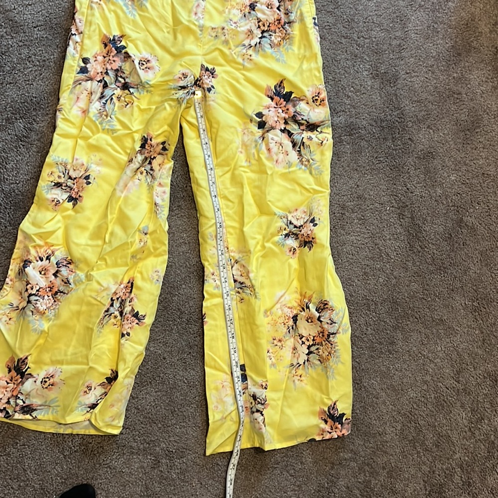 Anthropologie Feather Bone size 6 yellow floral pants Talese - Picture 8 of 12